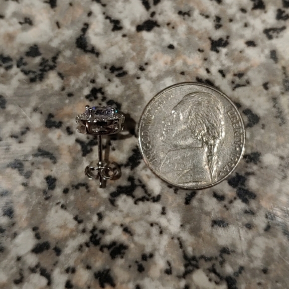 3.44 CTTW Halo Stud Earrings w/ Swarovski Elements - Picture 6 of 7